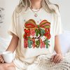 Merry And Bright T-Shirt, Preppy Merry Christmas  T-Shirt, Christmas Coquette Sublimation , Glitter Christmas  T-Shirt