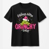 Feeling Extra Grinchy Today With The Grinch In Pink Santa Hat And Christmas Lights T-Shirt