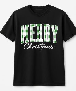 Merry Christmas T-Shirt, Plaid T-Shirt, Christmas Family, Xmas Gift ,Woman Xmas ,Cute Winter Holiday