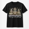 Merry Christmas Camo Xmas Tree Brushstroke Cozy T-Shirt, Preppy Camo Coquette Bow Girly Xmas  T-Shirt