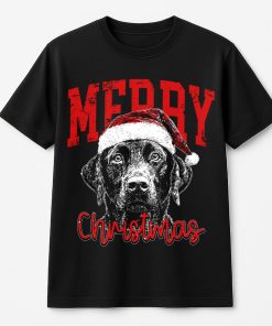 Merry Christmas Dog T-Shirt White Color ,Cute Dog Lover Holiday, Santa Hat Dog For Women & Men