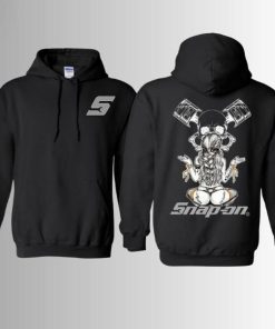 Snap On 2025 Hoodie, Unique Skull And Piston Design, Mechanical Art Outfit For Men And Women, Stylish Casual Outfit Menswear, Unisex Long Sleeve Pullover Shirt