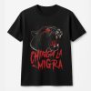 Chinga La Migra With Roaring Black Panther, Red Star Eye, And Paint Splatters T-Shirt