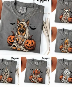 Png Comfort Colors Dog Shirt: 50 Breeds Available PNG Design- Custom Ghost & Boba Tea Halloween Tee